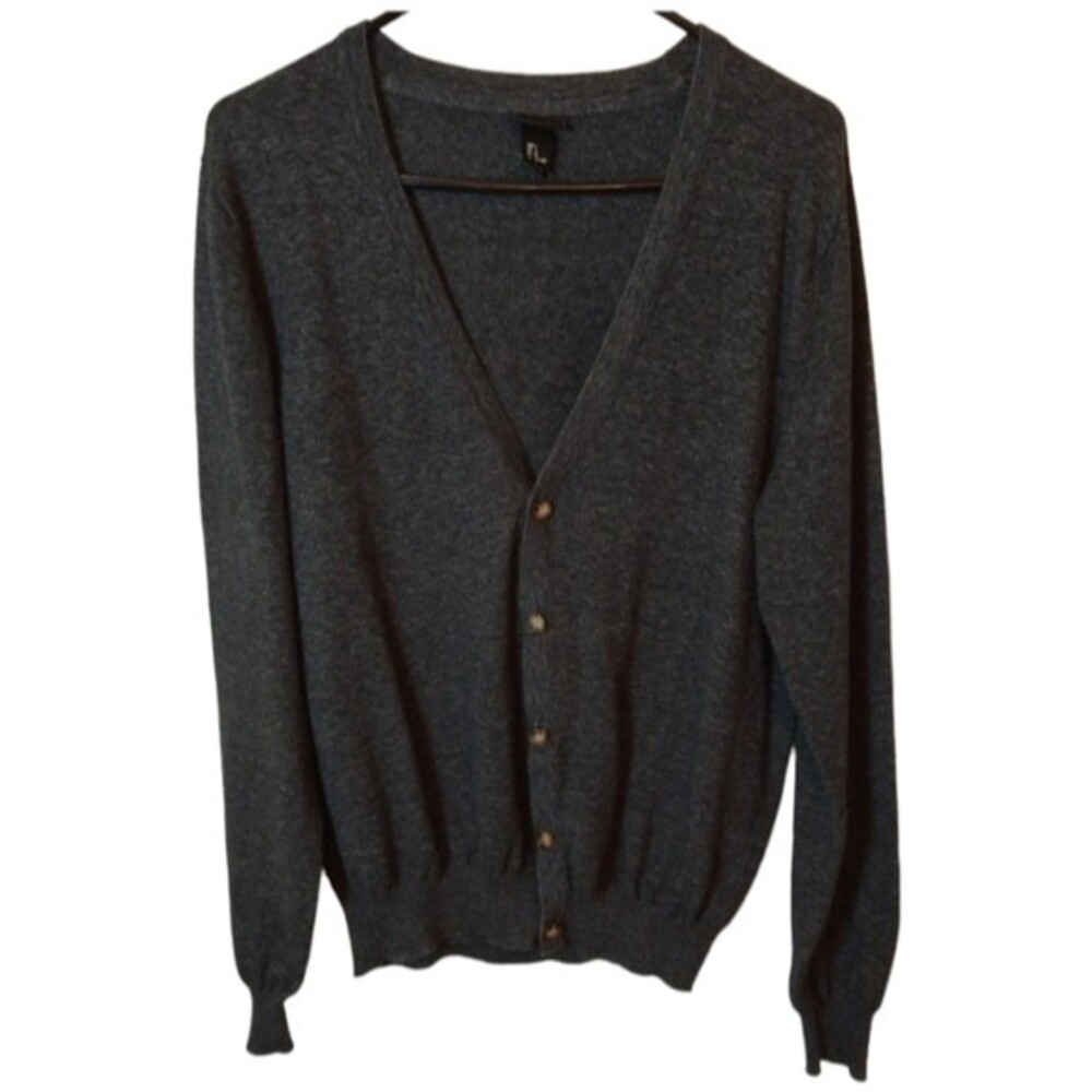 H& M women's button-down sweater ribbed waist size large